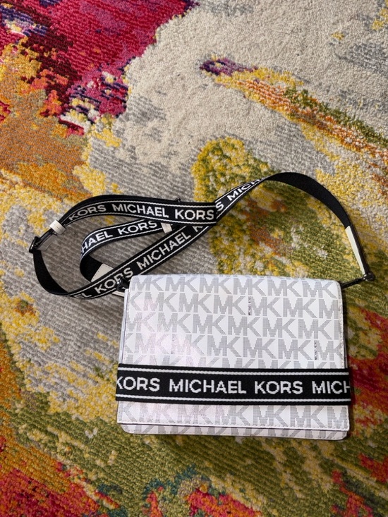 Michael Kors Handbags - Michael Kors White/Black MK Logo Crossbody Bag